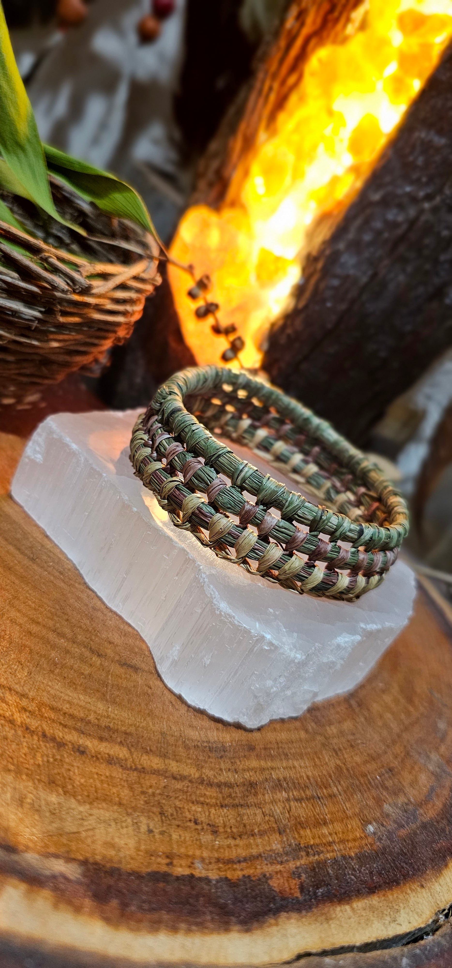 Woven Bangle - Olive