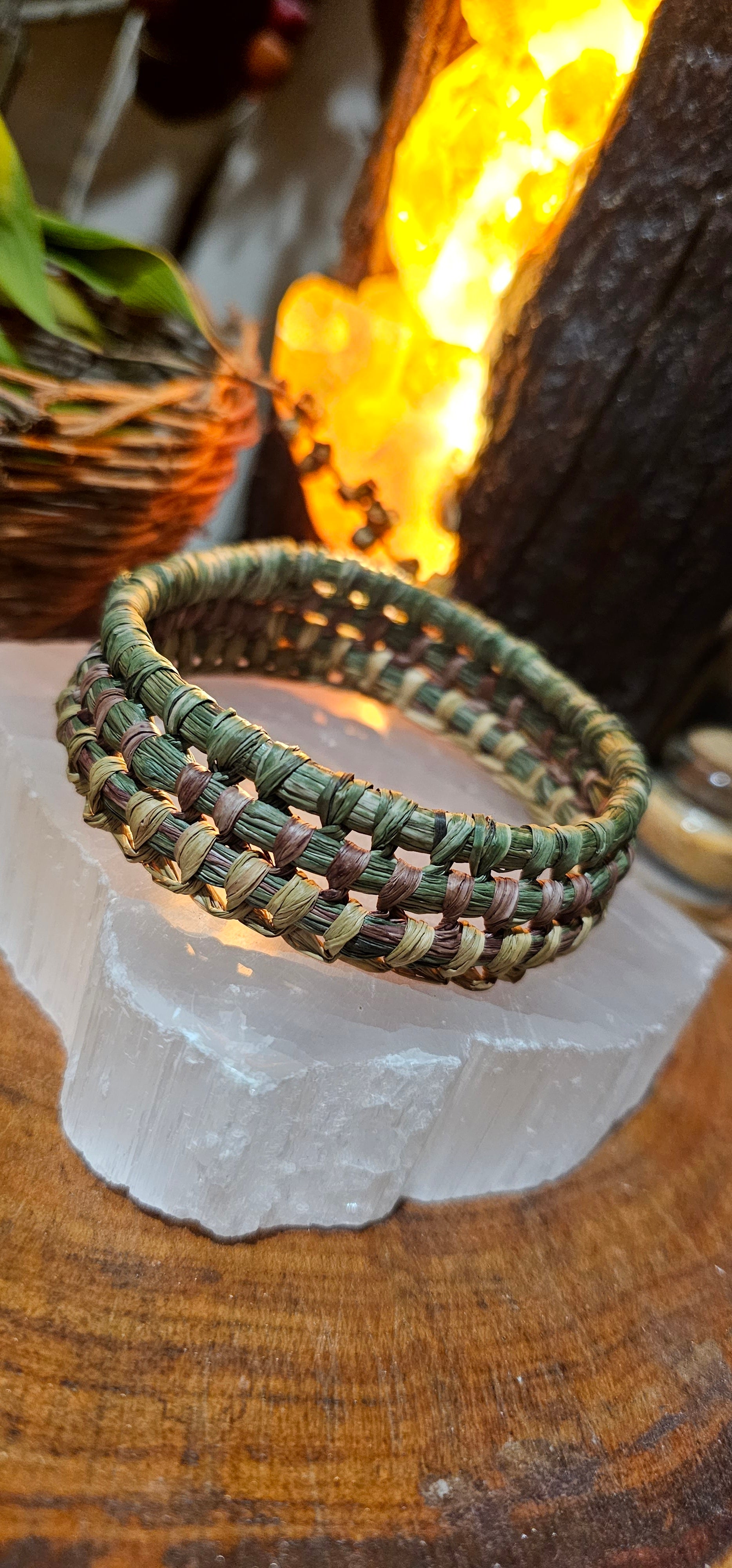 Woven Bangle - Olive