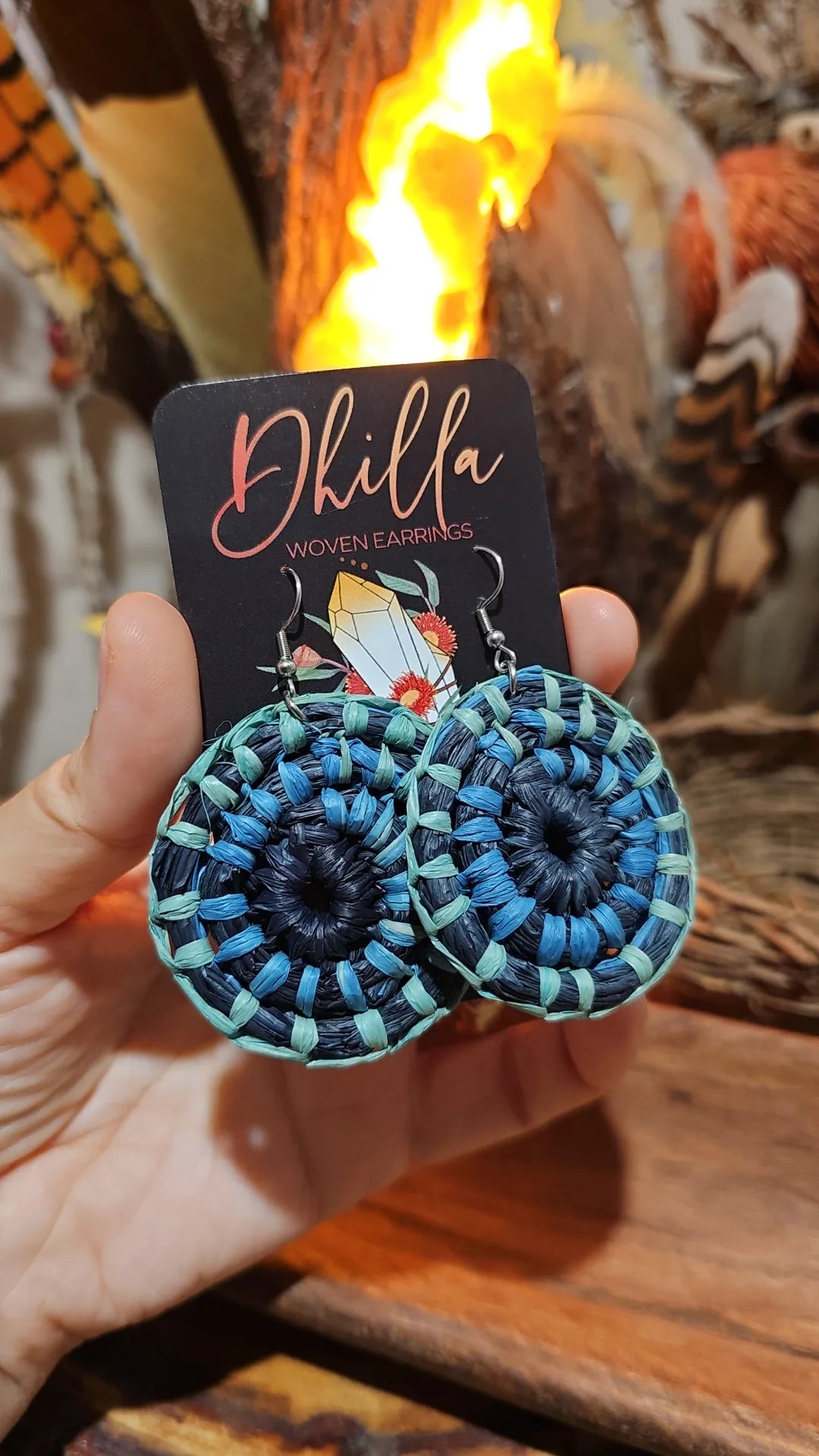 Woven Earrings Medium - Neon Jellyfish