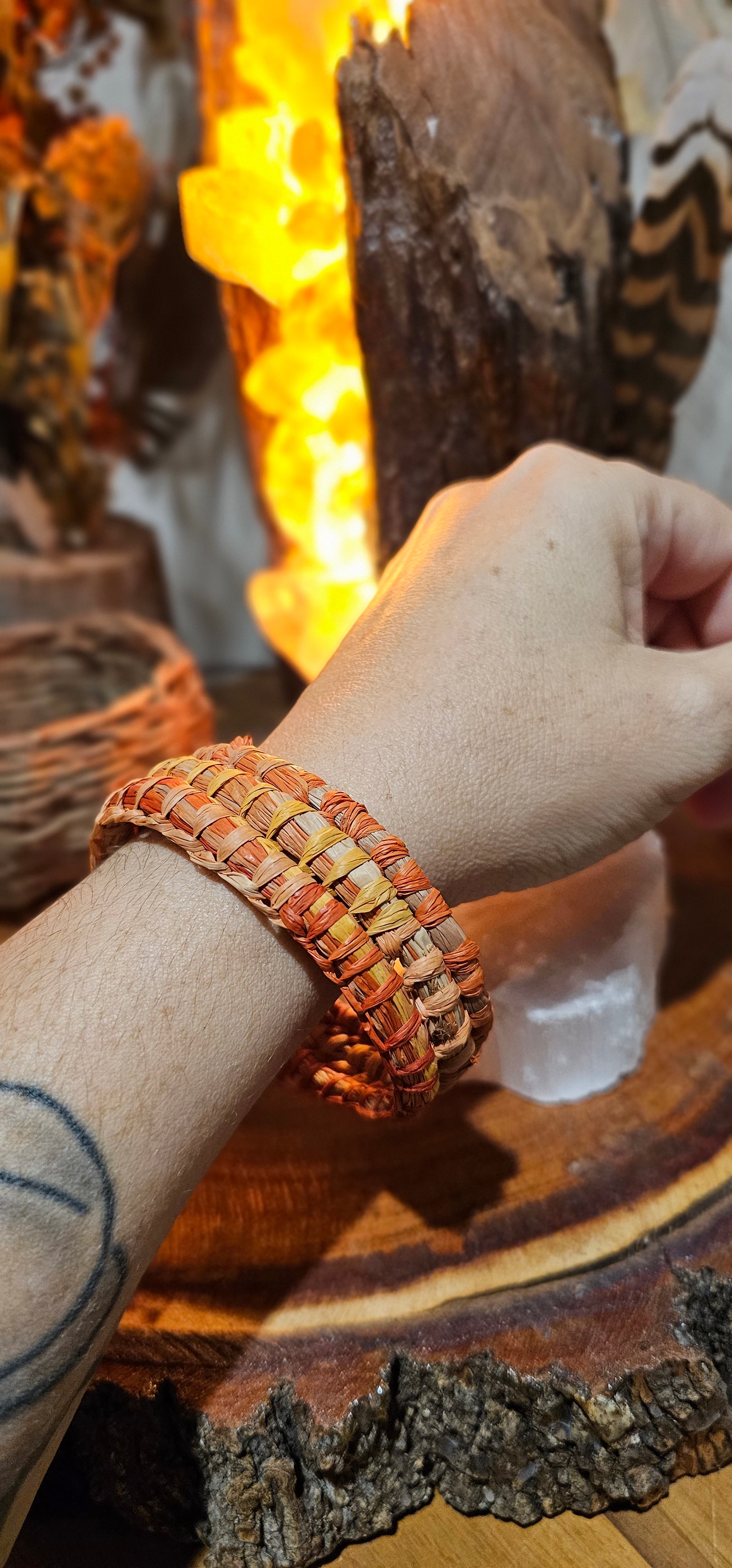 Woven Bangle - Apricot