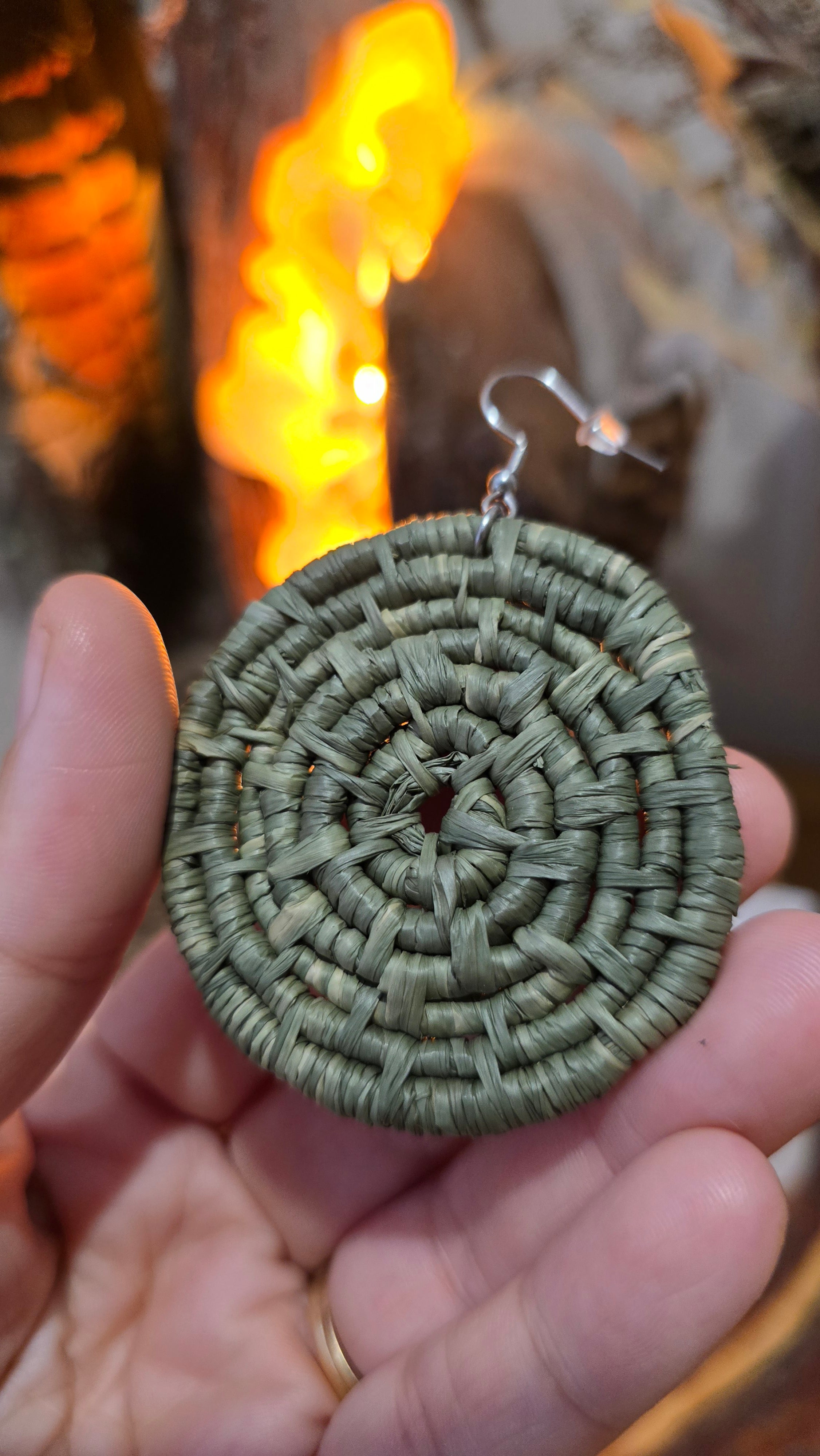 Woven Earrings Large - Lomandra