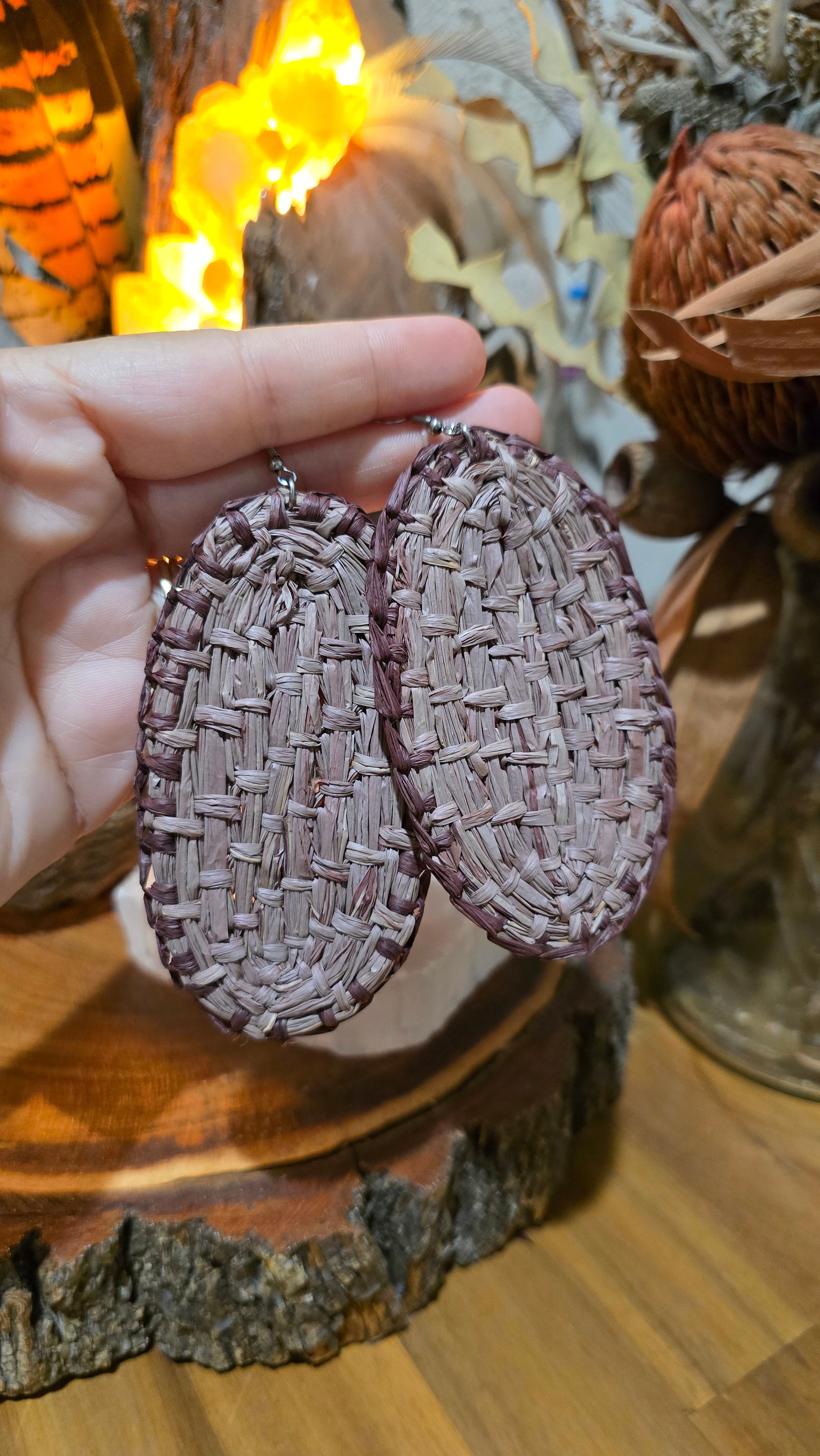 Woven Earrings XL - Sheild / Coolamon