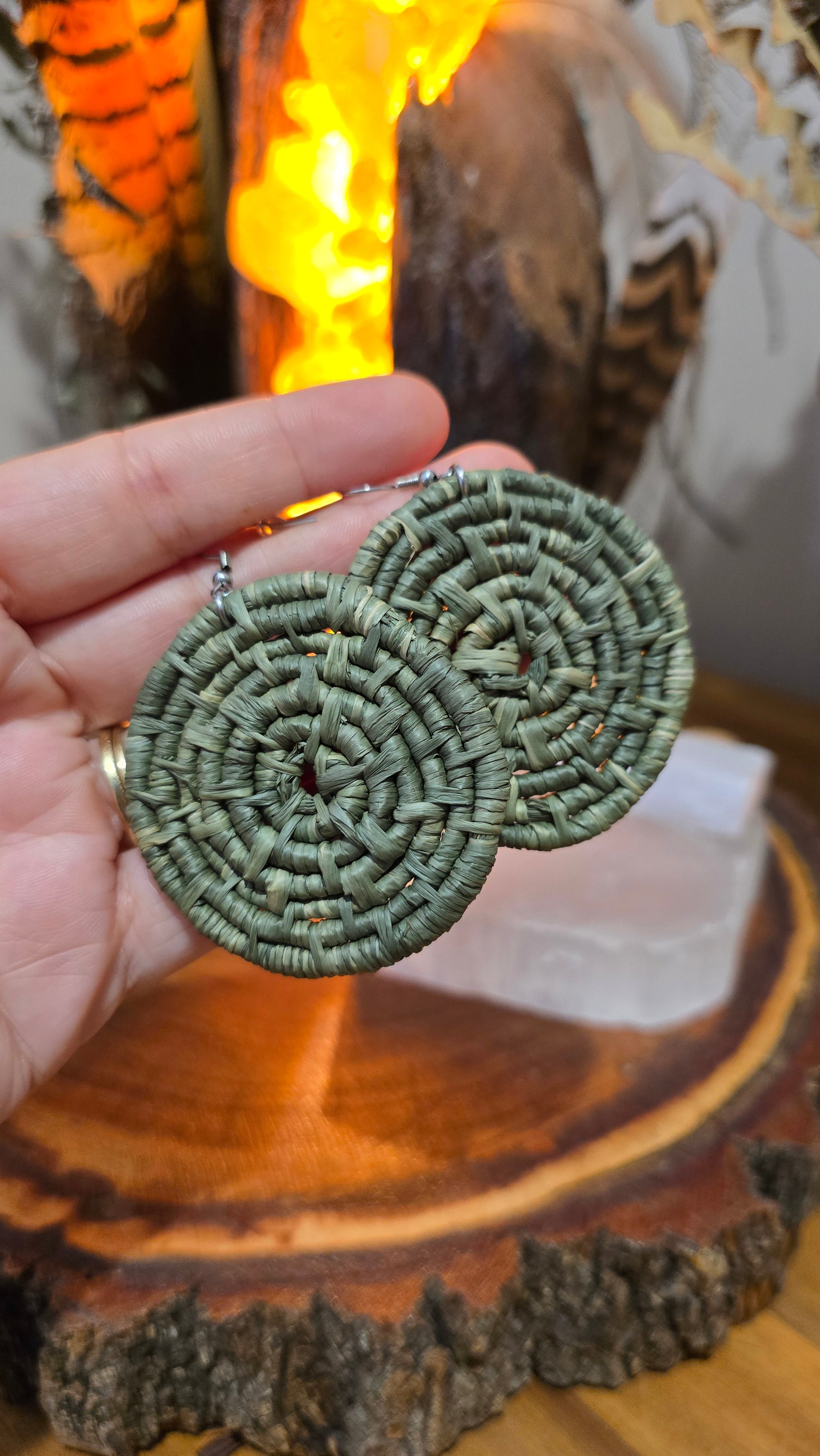 Woven Earrings Large - Lomandra