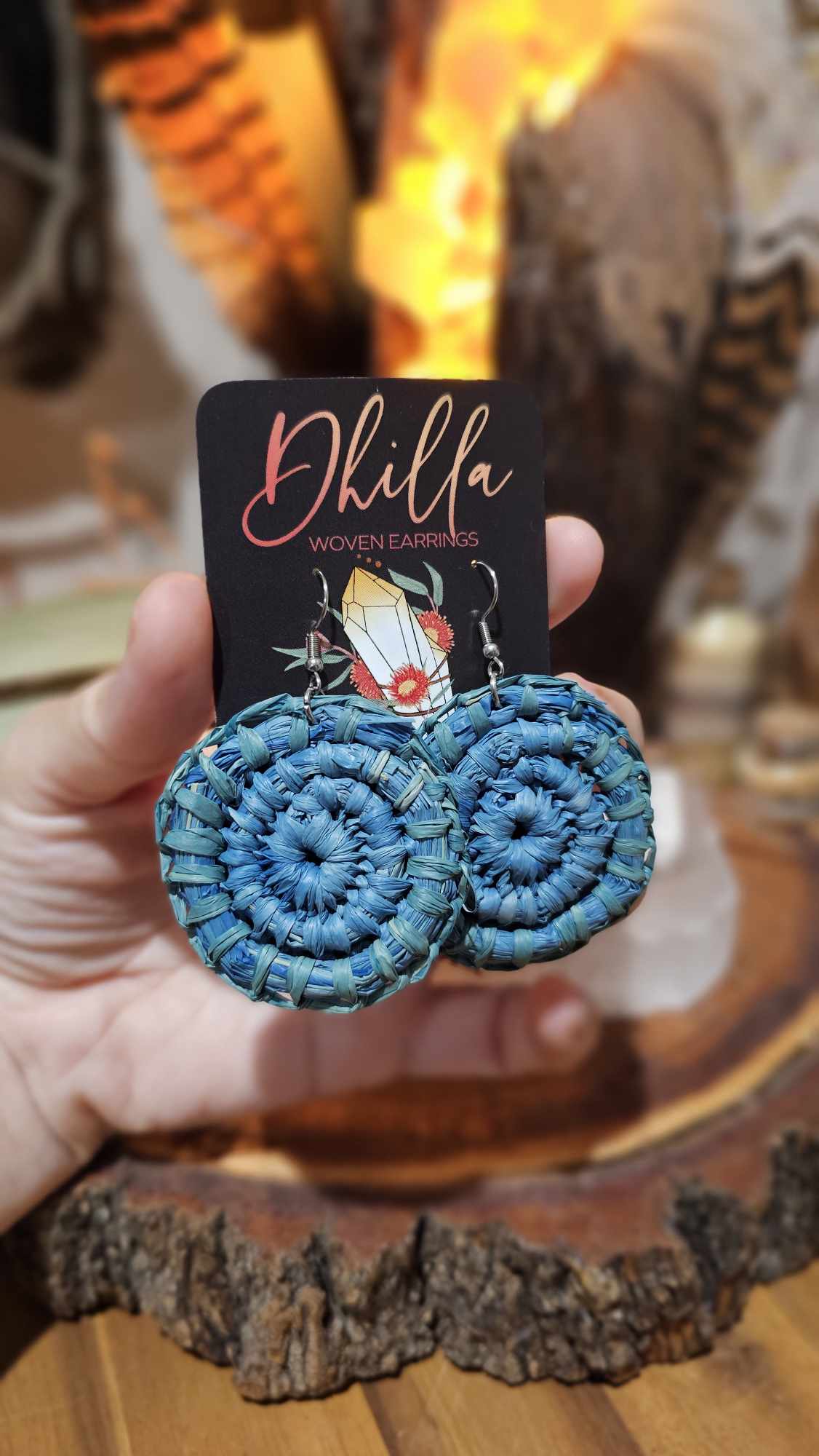 Woven Earrings Medium - Ocean Dream